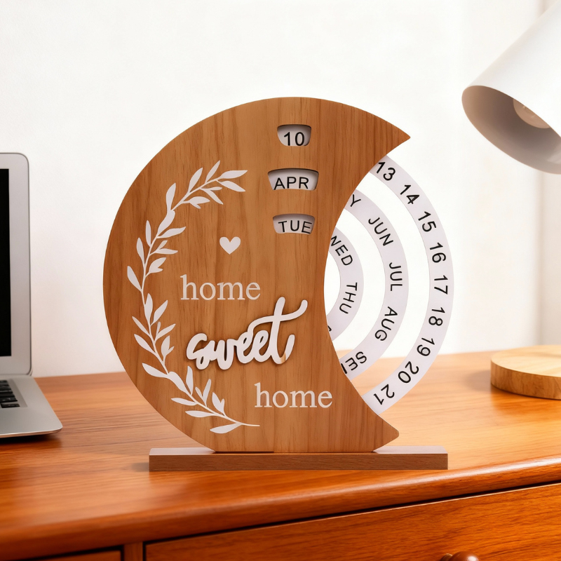 Calendar rotativ din lemn Home Sweet Home