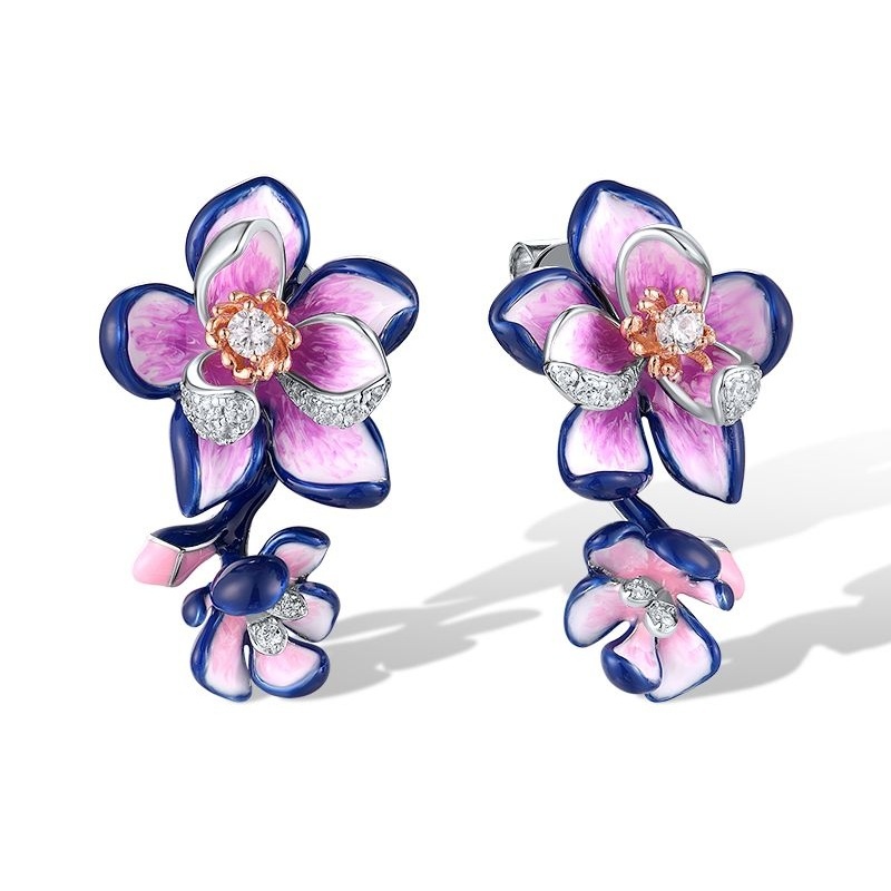 Cercei deosebiti Lorelei, din argint cu floare mare